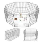 ZephyPaws Dog Playpen ,8 Panels Portable Foldable Temporary Pet Playpen with Doors,Black,24*35 inch